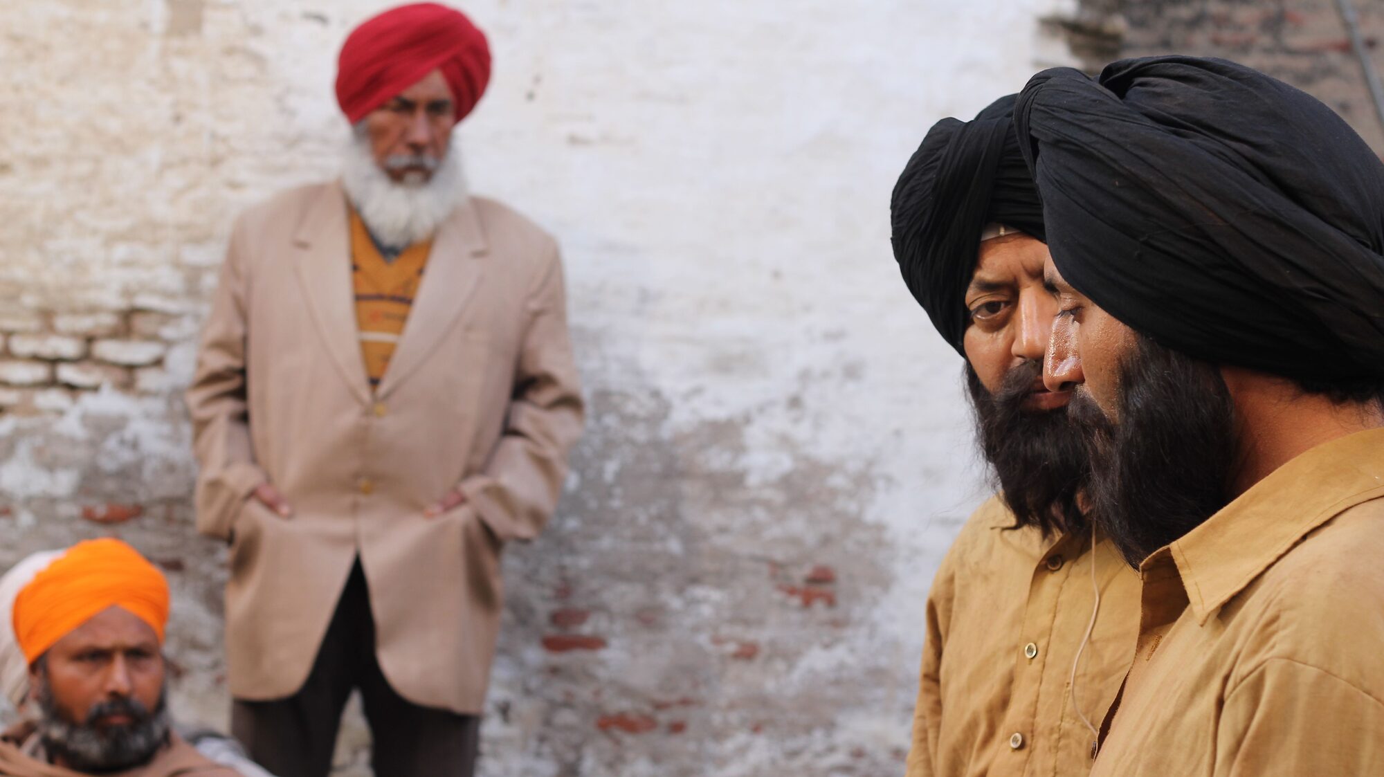 Pushpendra Singh standing in for Irrfan Khan on the set of Qissa